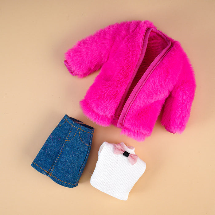 Wholesale Doll clothes plush vest coat skirt suit