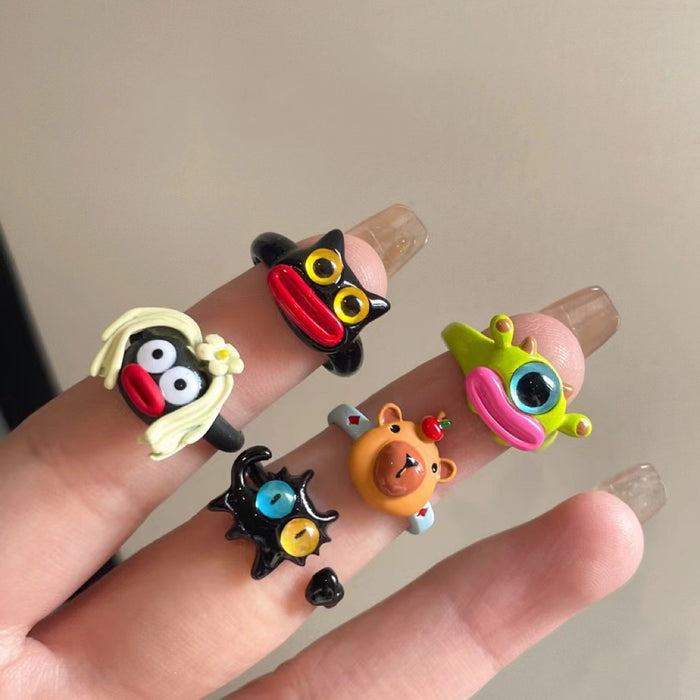 Wholesale Cartoon Drip Oil Opening Ring Personalized Ring