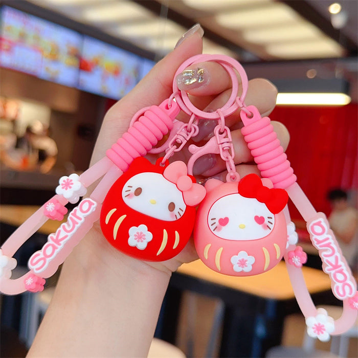 Wholesale PVC Cute cartoon creative keychain with cherry blossom pattern
