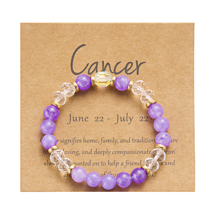 Wholesale twelve constellation bracelet imitation natural stone beaded bracelet color stone constellation paper card bracelet