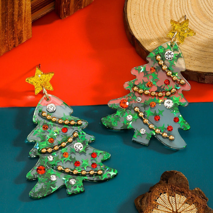Wholesale  Christmas Tree Holiday Earrings Christmas Star Acrylic Sheet Earrings