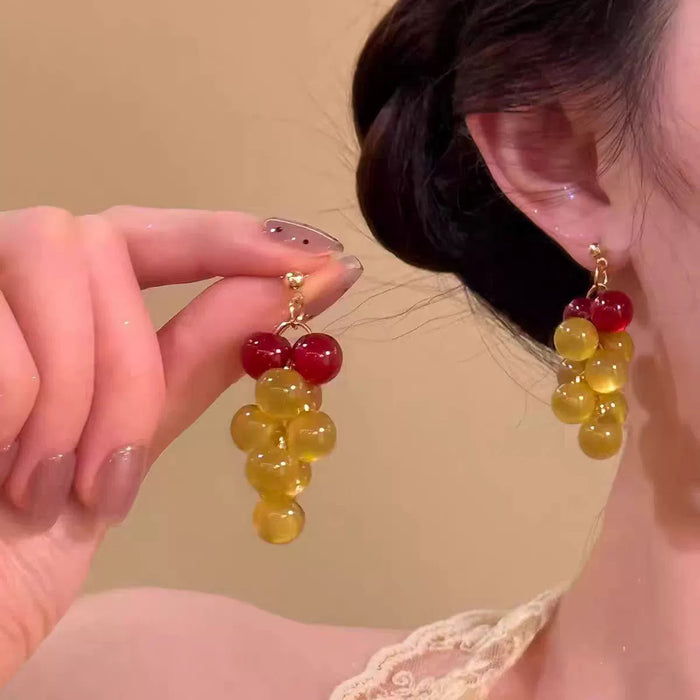 Wholesale Clear Grape Fruit Earrings Plastic Resin Red Fashion Accessory