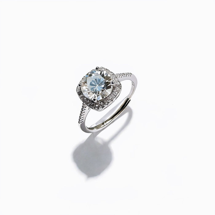 Wholesale 925 Silver Moissanite Ring Adjustable Open Design Stylish Women' s Jewelry Accessory
