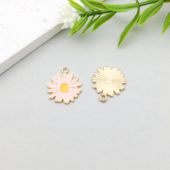 Wholesale Pink oil-sprinkled alloy simulated cherry blossom and  DIY pendant