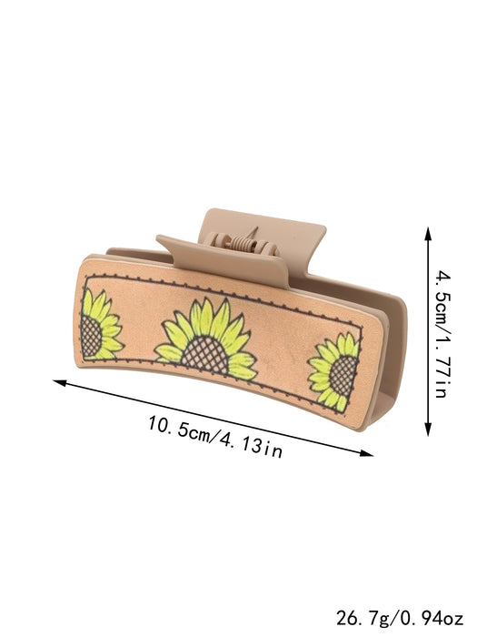 Wholesale Western Wind Cactus Sunflower Pattern Grab Clip Women Shark Clip Hairpin