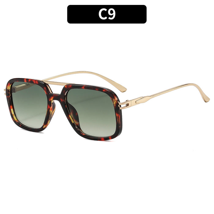 Wholesale Chic Retro Double Bridge Sunglasses for Women UV400 Large Frame Black Gray Sun Protection Fashion Accessory