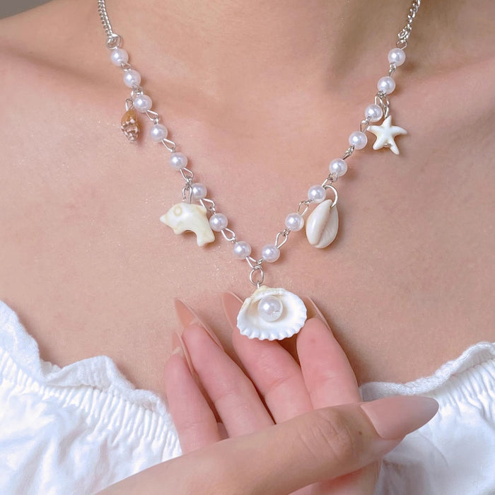 Wholesale Shell Starfish Pearl Necklace Women's Clavicle Chain Accessories