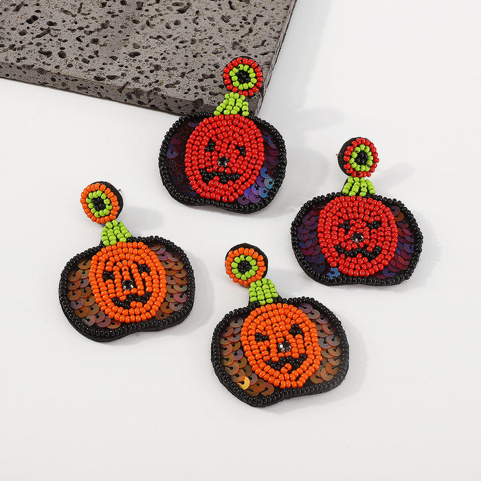 Wholesale Halloween Ghost Head South Pearl Sequin Earrings JDC-ES-QianDi004