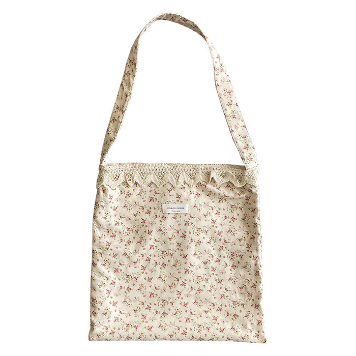 Wholesale Lace lace shoulder bag, floral crossbody bag, new large capacity canvas tote bag