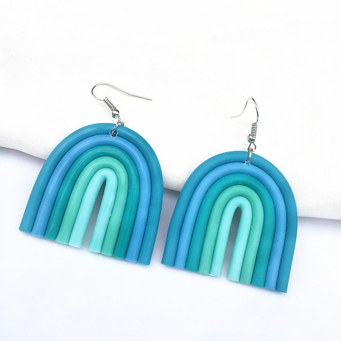 Wholesale U-shaped Rainbow Color Polymer Clay Earrings JDC-ES-TengC002