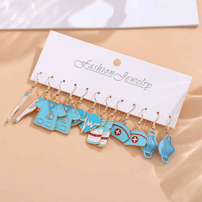 Wholesale Nurses Day Nurse Uniform Nurse Hat Love Mask Pendant Earrings Medical Supplies Nurses Day Earrings