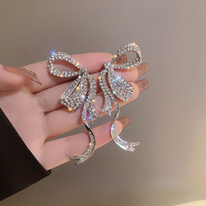 Wholesale Full Diamond Bow Earrings, New Super Flash Design, Stylish, Exquisite Elegant Earrings
