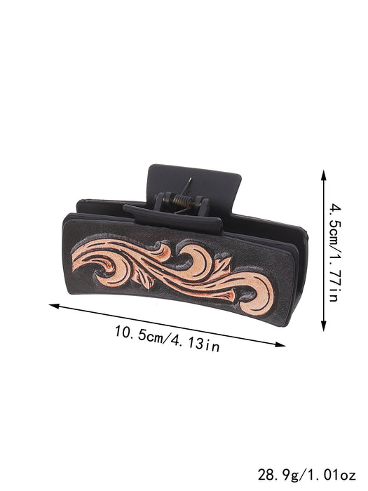 Wholesale Western Denim Style Horse Hair Craft Leather Women' s Hair Clip Grab Clip Shark Clip Hair Accessories Clip