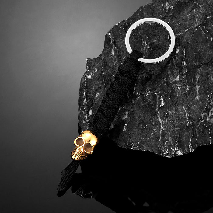 Wholesale Creative Decorative Keychain Gold Silver Fashion Skeleton Stainless Steel Hand Woven Rope