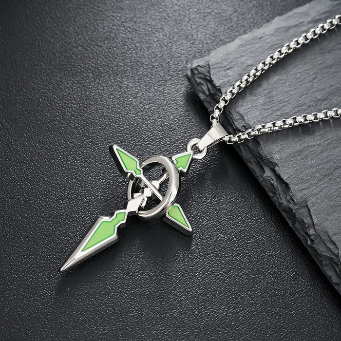 Wholesale Versatile cross pendant necklace with loop, fashionable and trendy long sweater chain pendant, titanium steel accessory