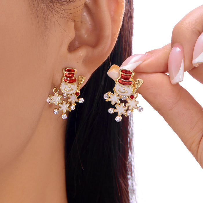 Wholesale Christmas tree snowflake bell earrings new style elk crutch earrings colorful bell Christmas tassel earrings