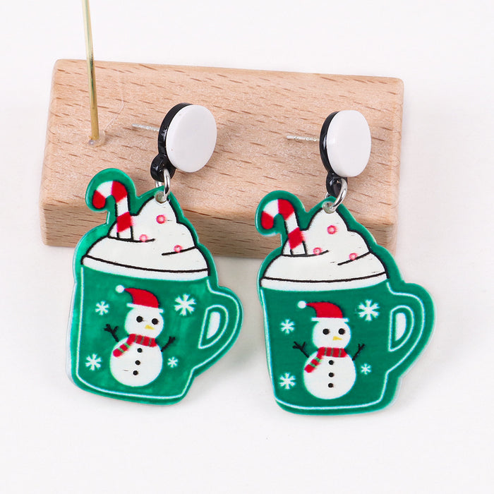 Wholesale Christmas Acrylic Snowman Color Matching Earrings JDC-ES-ChouD003