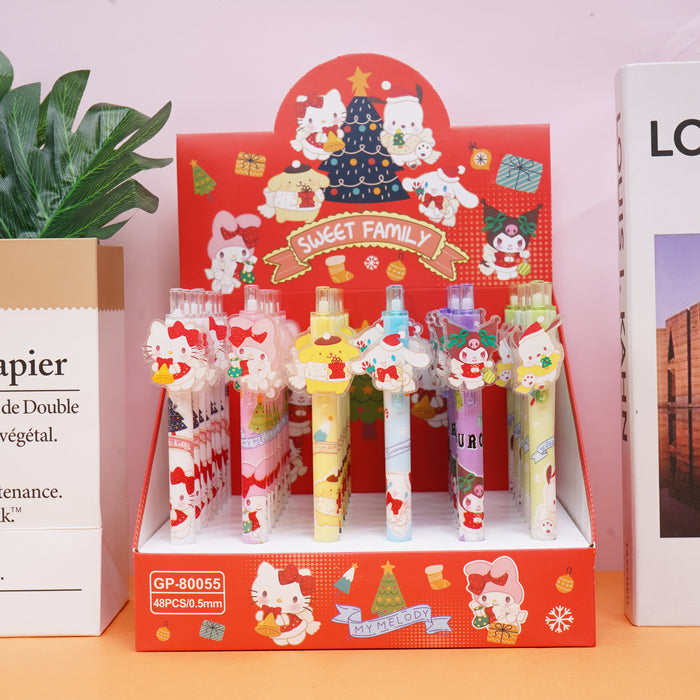 Wholesale 48 pcs Black core 0. 5mm cute cartoon sticker push-button pen