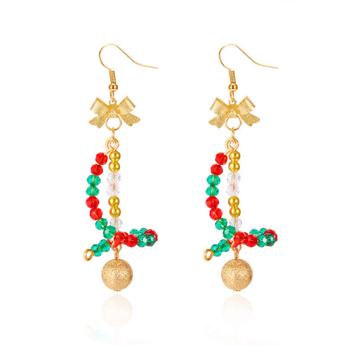 Wholesale Alloy Christmas Star Beaded Earrings Gold Ball Hook Trendy Jewelry Accessory