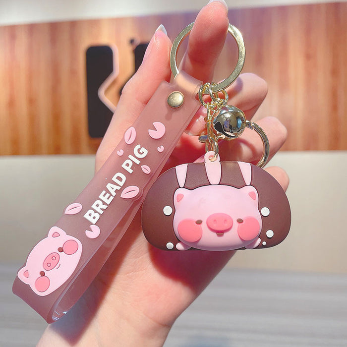 Wholesale Cute PVC Cartoon Bread Pig Keychains