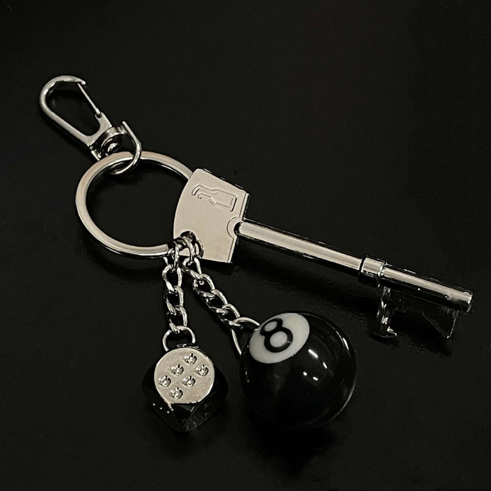 Wholesale Metal Keychain Black and White Dice Waist Accessories Key Pendant