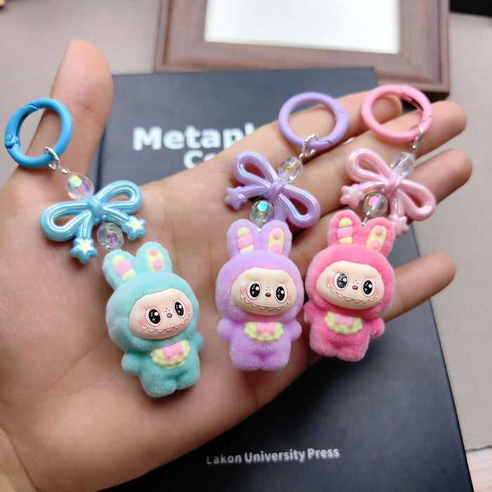 Wholesale Cute Cartoon Flocked bow keychain