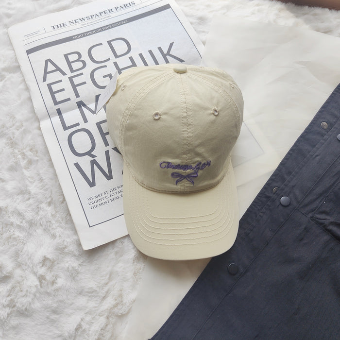 Wholesale New letter bow embroidered baseball cap, sun protection and sunshade cap, duckbill cap