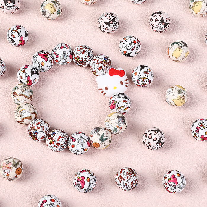 Wholesale Random 100pcs Children' s DIY jewelry water transfer silicone beads straight hole bracelet printing beads