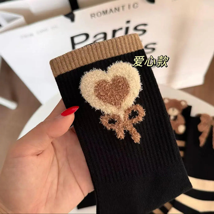 Wholesale Socks, long tube, thick, stylish, cute, with letters, high waist, striped, cotton socks, internet famous
