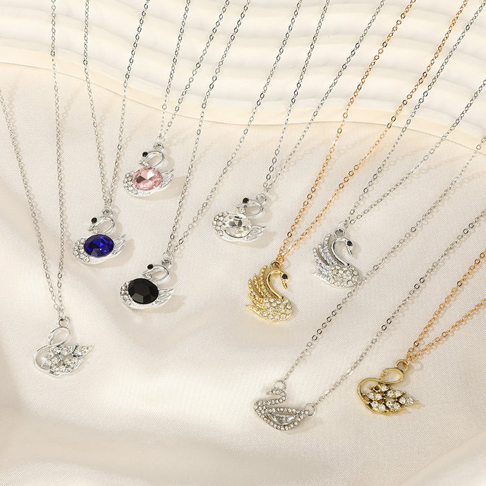Wholesale Rhinestone-encrusted swan alloy necklace
