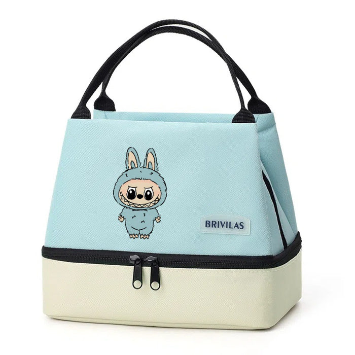 Wholesale  Contrasting Color Printed Double-Layer Insulated Bag Ice Bag Outing Lunch Bag