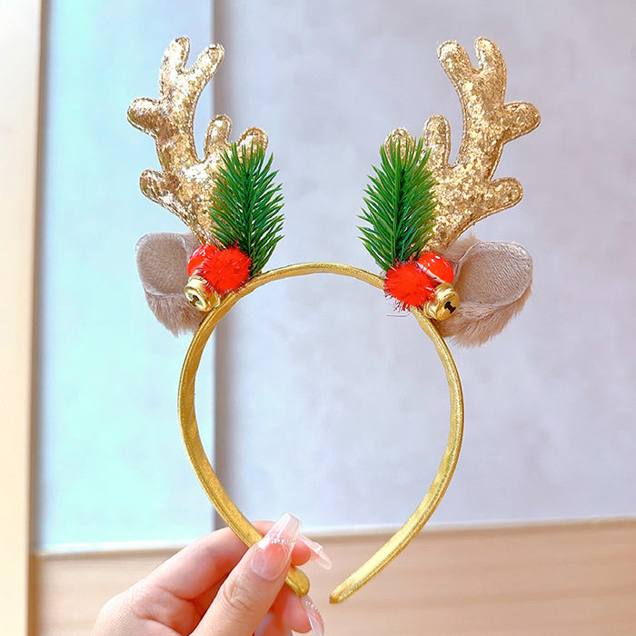 Wholesale Christmas Headband Christmas Antlers Hair Stamp Headwear Holiday Decorative Gift Big Bow Headband Hair Accessories Headwear