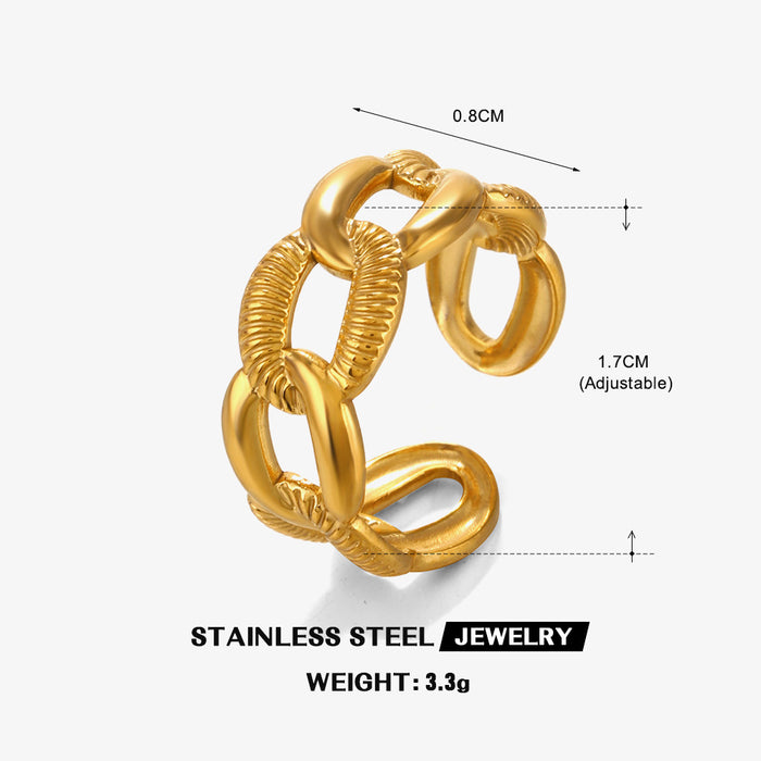 Wholesale Stainless steel female hip hop Gold Plated Rings Adjustable rings