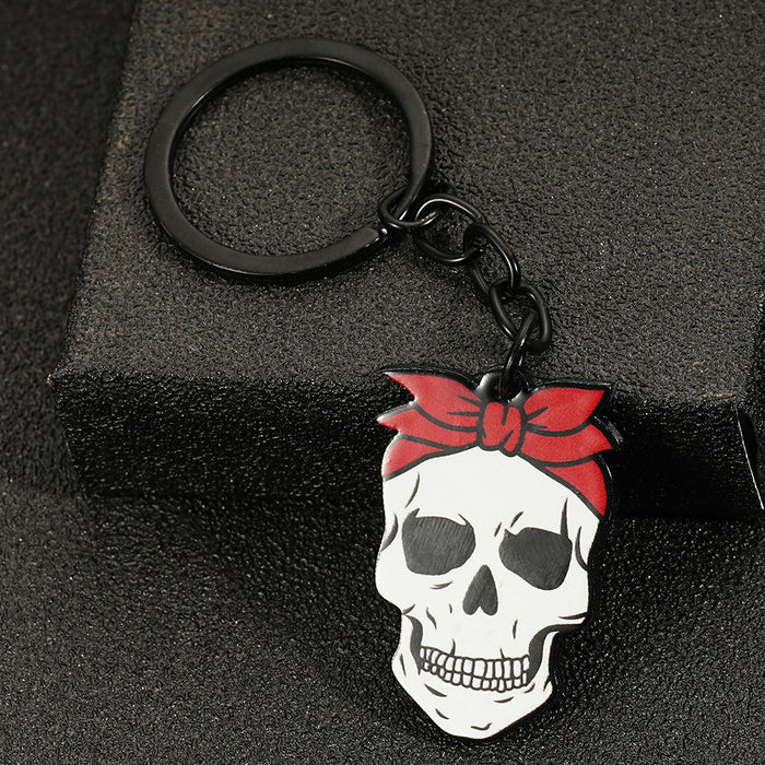 Wholesale Skull Earrings Halloween Exaggerated Bow Ghost Head Keychain