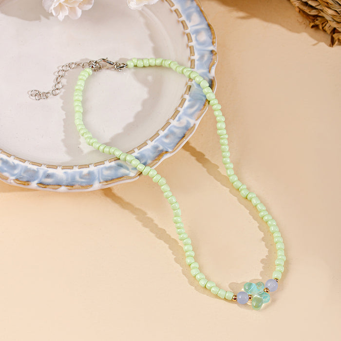 Wholesale Jewelry fashion resin bead handmade necklace sweater chain versatile butterfly collarbone chain pendant