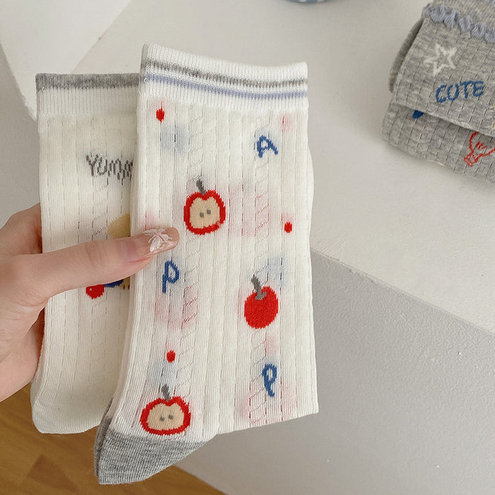 Wholesale Socks, mid tube socks, cotton socks, cartoon thin mesh, breathable