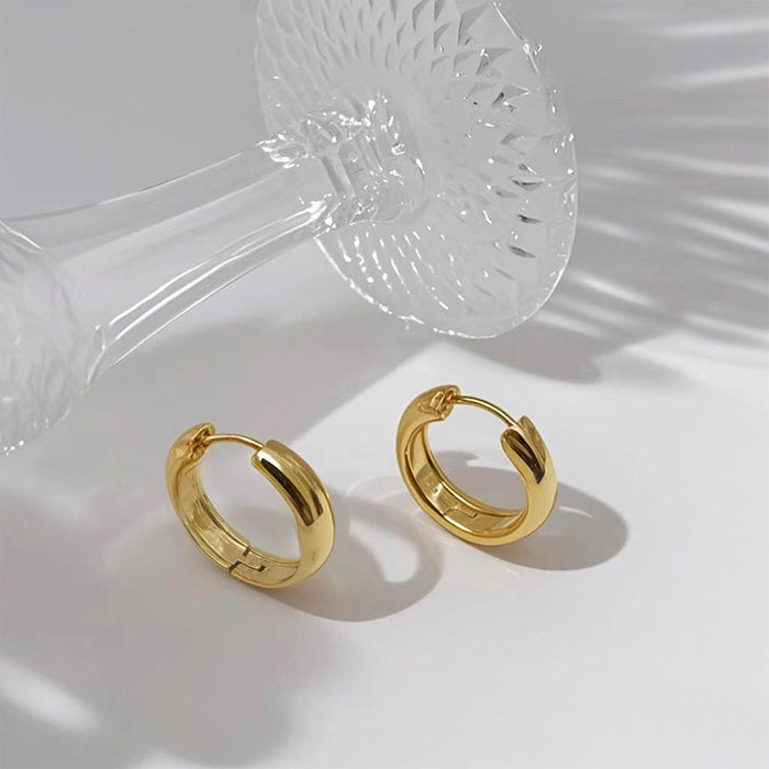 Wholesale Plain ring earrings with a light luxury and high-end feel, non fading titanium steel earrings and jewelry