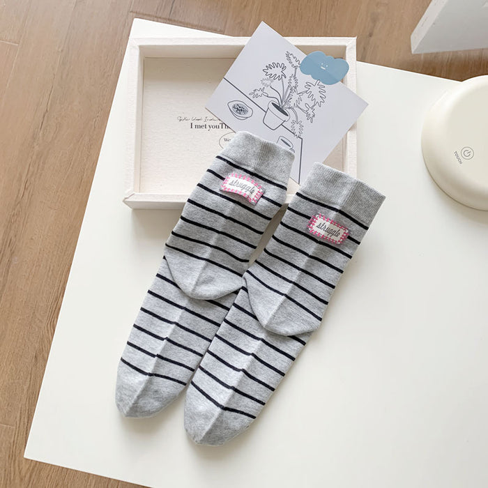 Wholesale Striped boneless socks with tube fabric, labeled pile, sock cotton