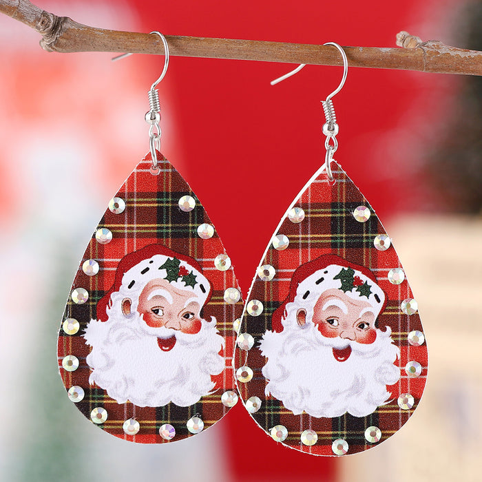 Wholesale Christmas Drop Earrings Leather Resale Jewelry Accessory