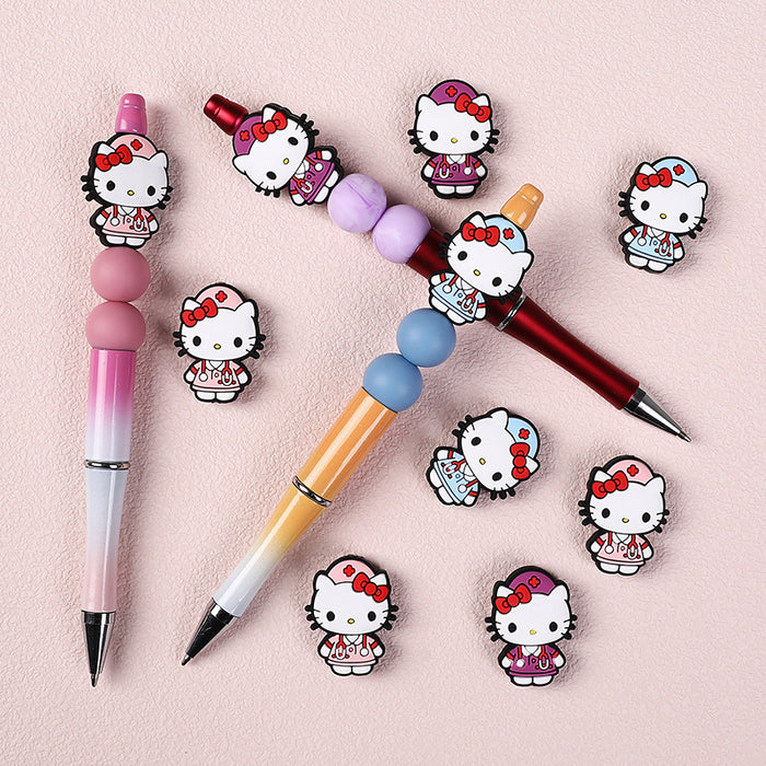 Wholesale 20pcs Silicone Beads Cute Cartoon Nurse Jewelry Straight Beads All-match DIY Accessories Dropping Glue Beads