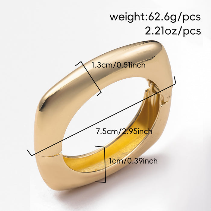 Wholesale Minimalist alloy square bracelet with exaggerated personality, metal wind spring opening bracelet