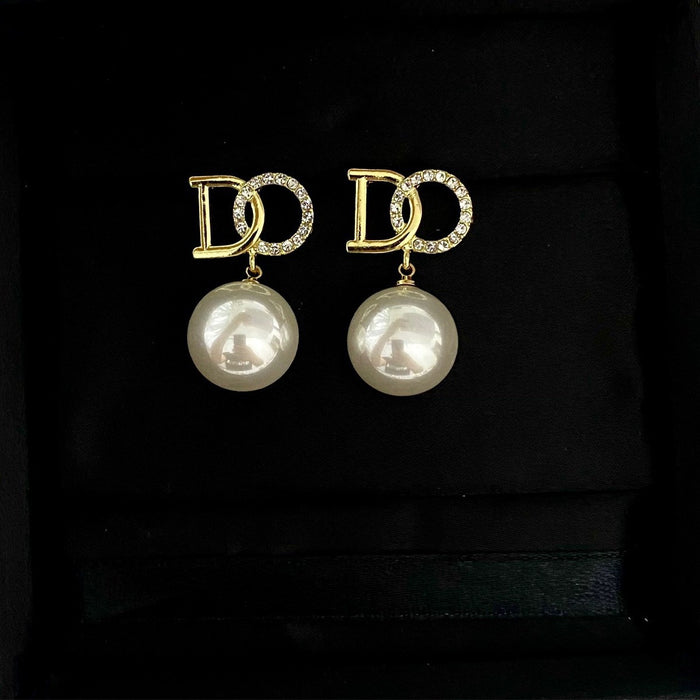 Wholesale retro double D pearl earrings High sense small fragrant wind earrings female temperament niche double D