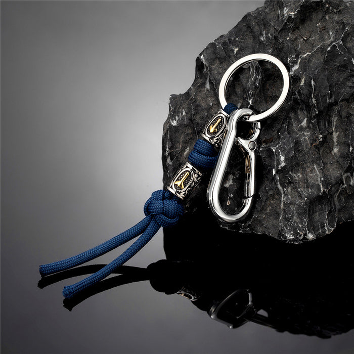 Wholesale Woven rope keychain, stainless steel keychain, bag hanging rope