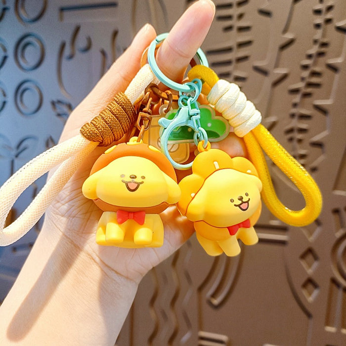 Wholesale Line Puppy Keychain Korean Cartoon Doll School Bag Pendant Cute Couple Key Chain Doll Machine Small Gift