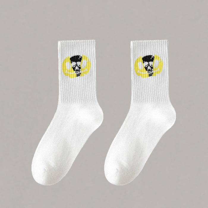 Wholesale 5pcs White socks men' s mid-calf socks autumn and winter basketball socks couple stockings black and white sports socks