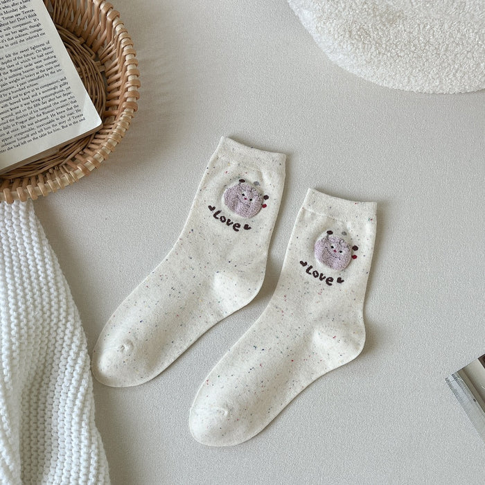 Wholesale Cute cartoon small animal cotton socks, mid tube socks