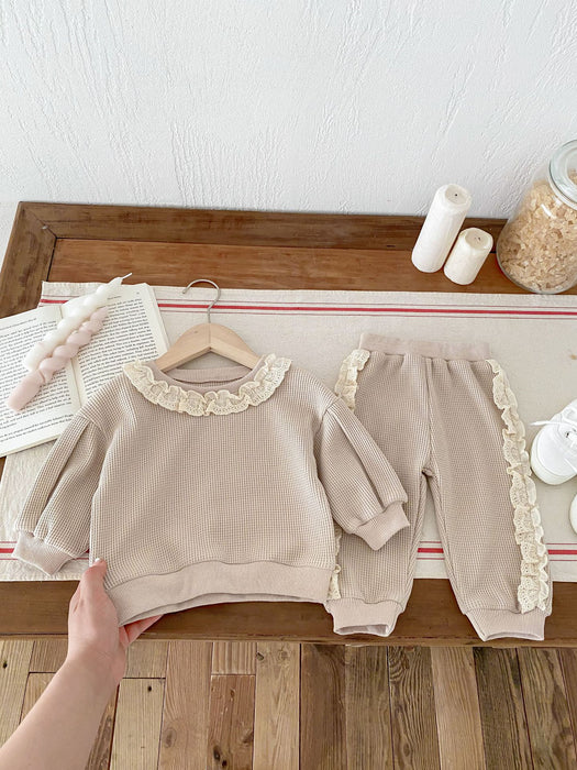 Wholesale Lace Stylish Sweatshirt Trousers Children's Suit JDC-CTS-WeiNiS010