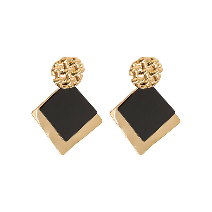 Wholesale Metallic Square Earrings Women's Versatile High-end Personalized Earrings