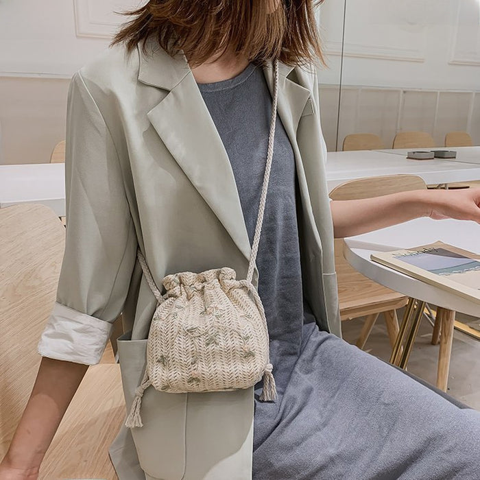 Wholesale Bag shoulder crossbody bag mini grass woven bucket bag