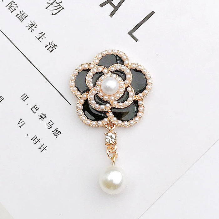 Wholesale Pearl Camellia pendant diy jewelry accessories alloy flower mobile phone shell decorative materials